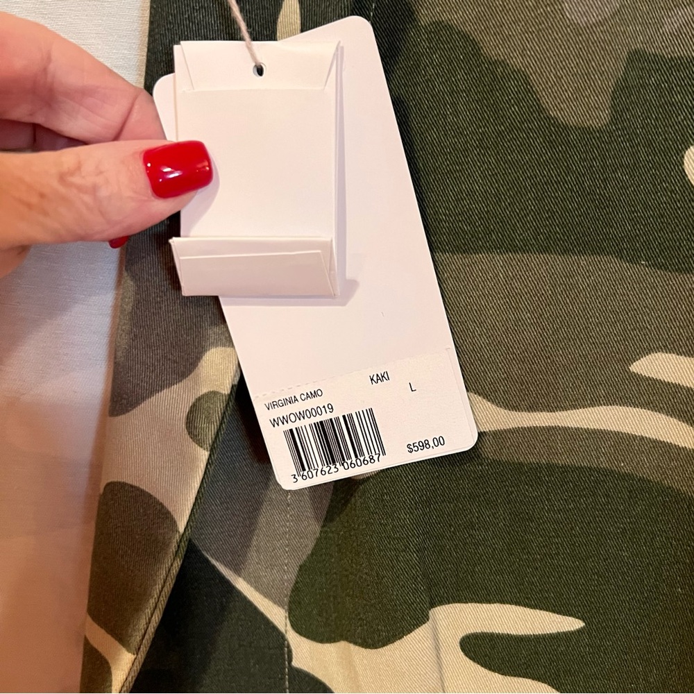 Zadig & Voltaire Virginia Camo Raw-Edge Button-Front Cotton Blazer Jacket‎ Large - Picture 9 of 16